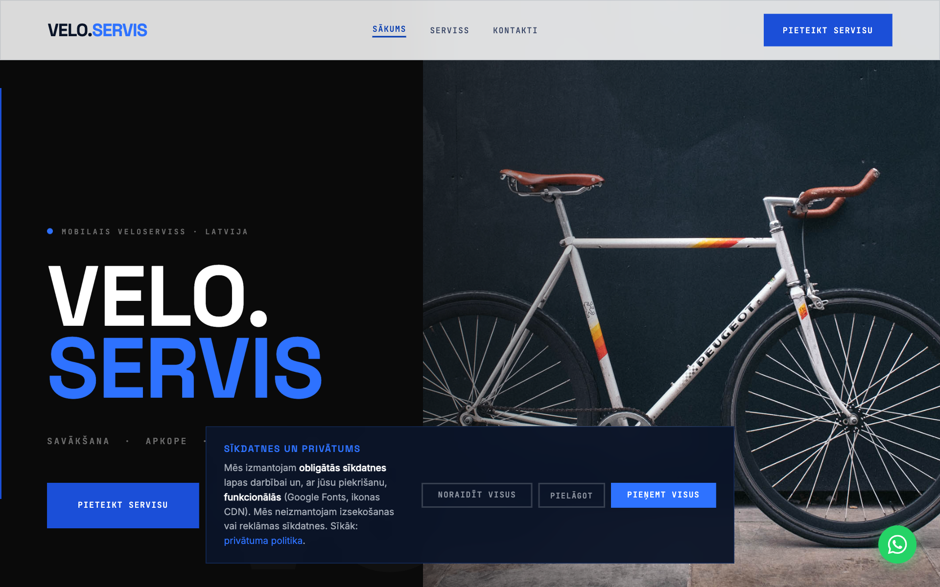 VELO.SERVIS mājaslapa